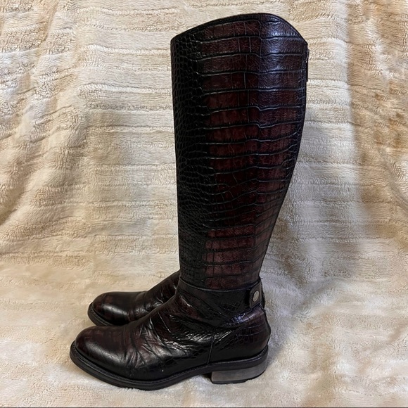 Ma & Lo Croc Embossed Tall Boots - Picture 3 of 14